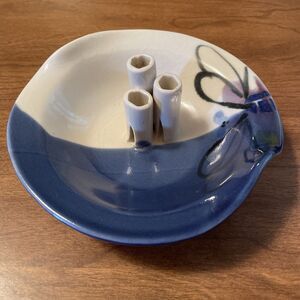 Kent Follette Signed Art Pottery Flower Frog Bud Vase New Orleans Artist